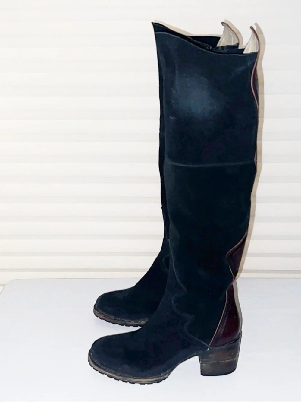 FREEBIRD Fuego Black Suede Knee-High Boots